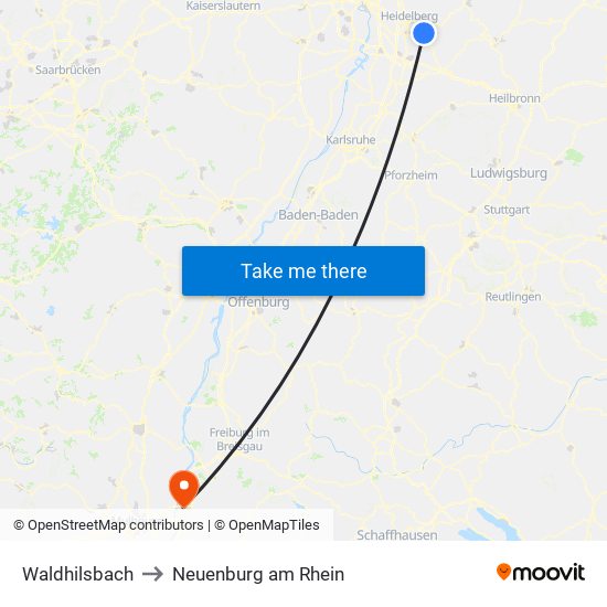 Waldhilsbach to Neuenburg am Rhein map