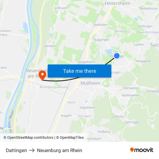 Dattingen to Neuenburg am Rhein map
