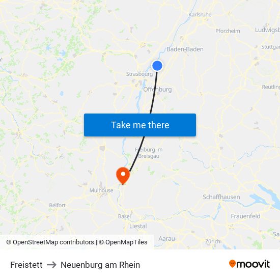 Freistett to Neuenburg am Rhein map