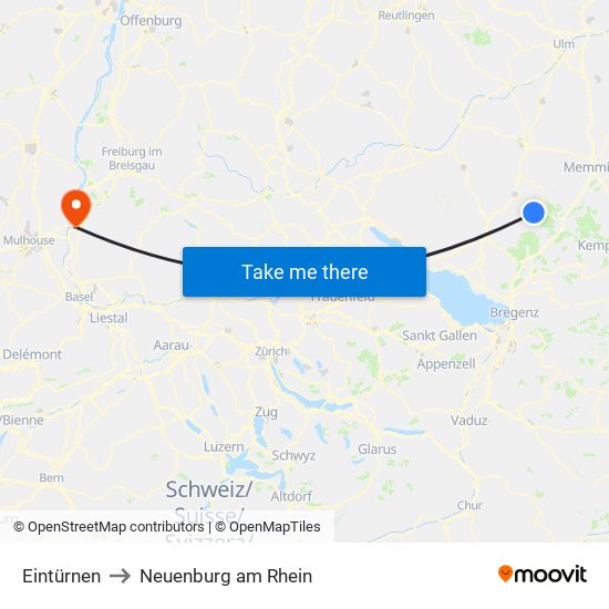 Eintürnen to Neuenburg am Rhein map