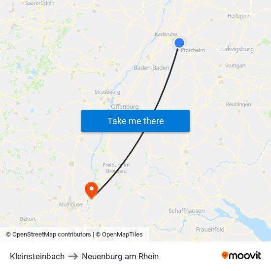 Kleinsteinbach to Neuenburg am Rhein map