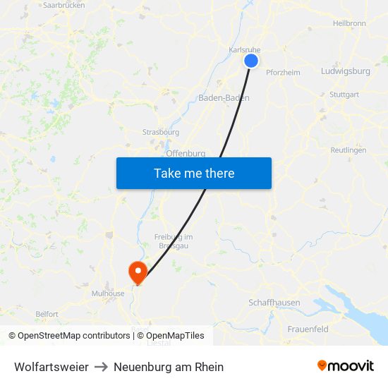 Wolfartsweier to Neuenburg am Rhein map