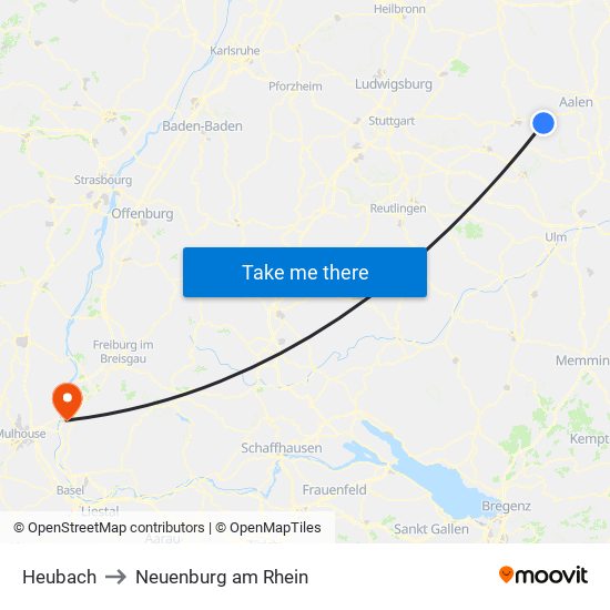 Heubach to Neuenburg am Rhein map