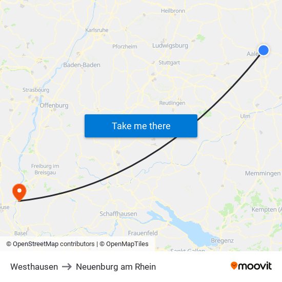 Westhausen to Neuenburg am Rhein map