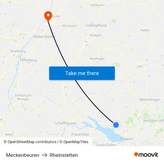 Meckenbeuren to Rheinstetten map