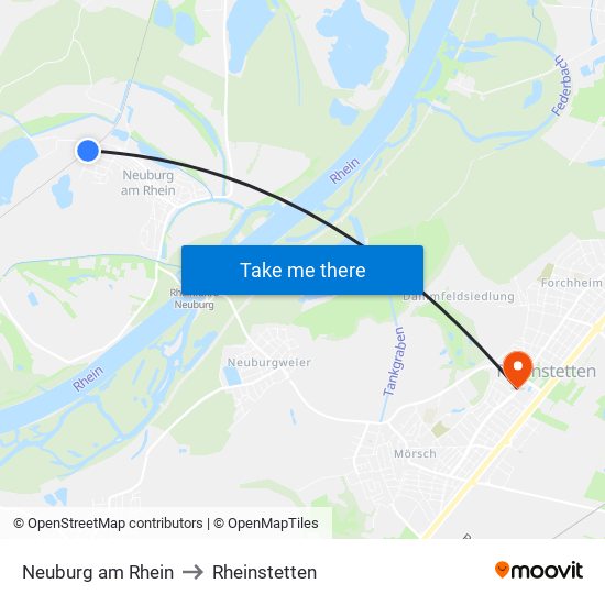 Neuburg am Rhein to Rheinstetten map