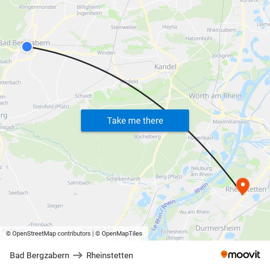 Bad Bergzabern to Rheinstetten map