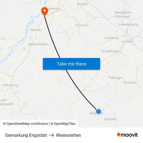 Gemarkung Engstlatt to Rheinstetten map