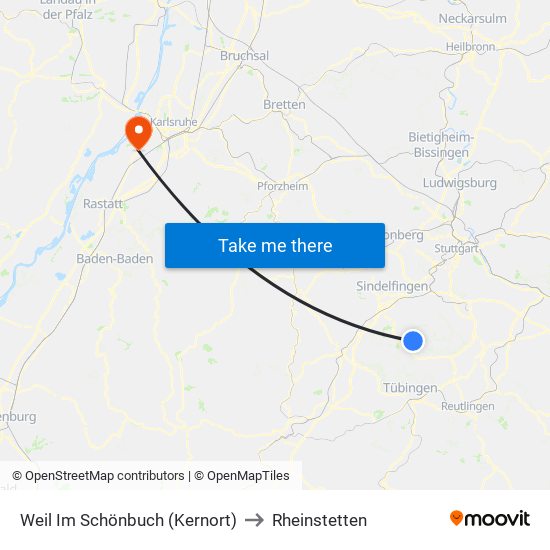 Weil Im Schönbuch (Kernort) to Rheinstetten map