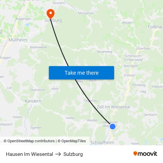 Hausen Im Wiesental to Sulzburg map