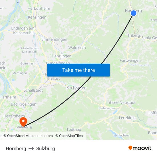 Hornberg to Sulzburg map