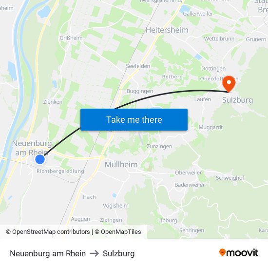 Neuenburg am Rhein to Sulzburg map