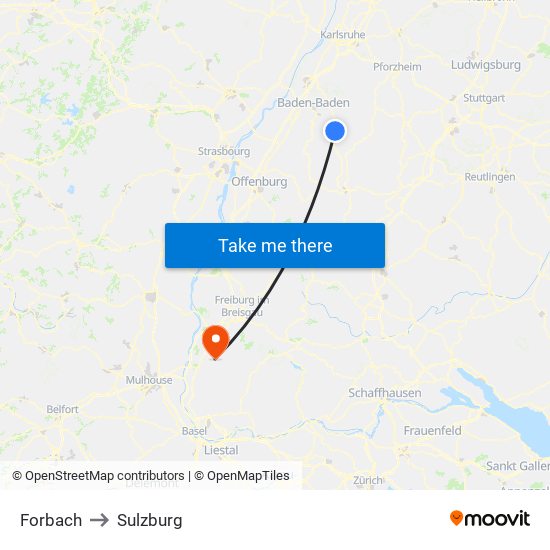 Forbach to Sulzburg map