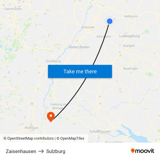 Zaisenhausen to Sulzburg map