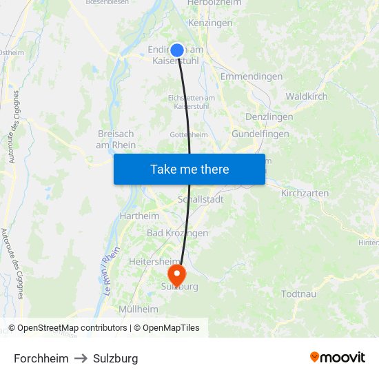 Forchheim to Sulzburg map