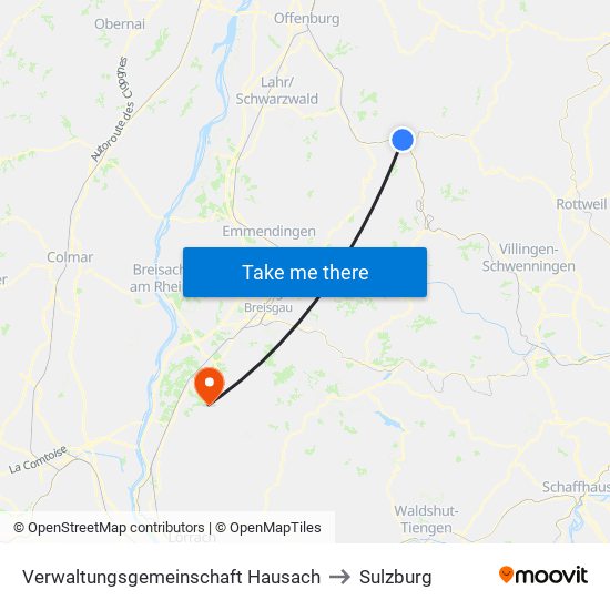 Verwaltungsgemeinschaft Hausach to Sulzburg map