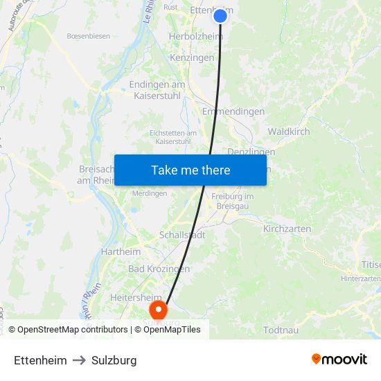 Ettenheim to Sulzburg map