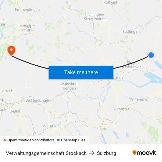 Verwaltungsgemeinschaft Stockach to Sulzburg map