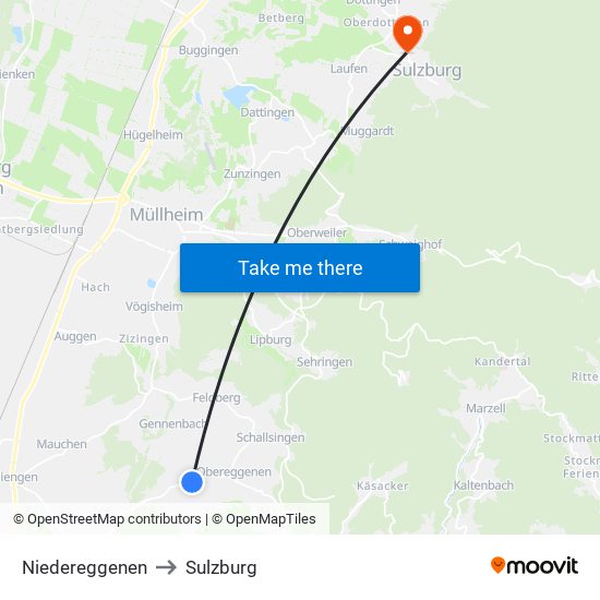 Niedereggenen to Sulzburg map