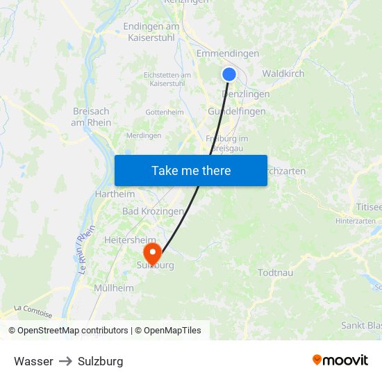 Wasser to Sulzburg map