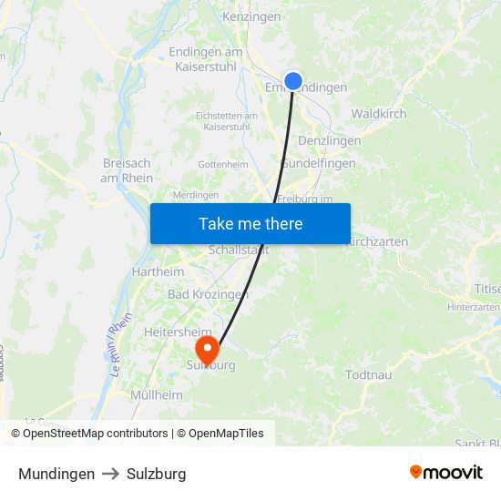 Mundingen to Sulzburg map