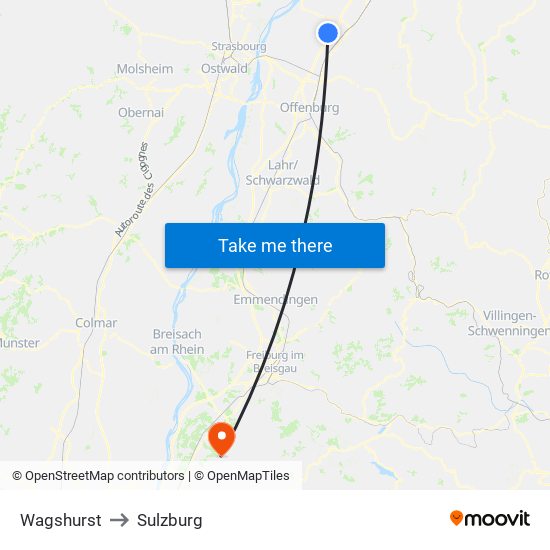 Wagshurst to Sulzburg map