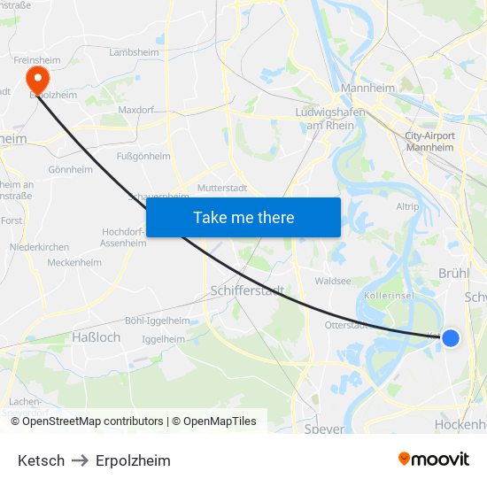 Ketsch to Erpolzheim map