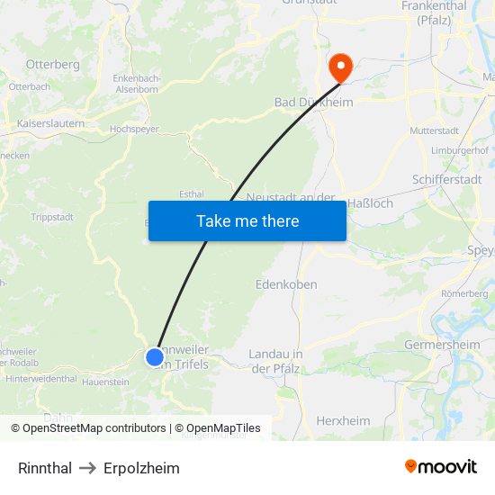 Rinnthal to Erpolzheim map