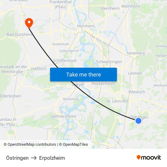 Östringen to Erpolzheim map