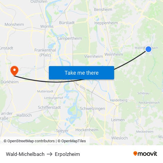 Wald-Michelbach to Erpolzheim map