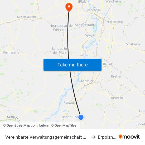 Vereinbarte Verwaltungsgemeinschaft Gernsbach to Erpolzheim map