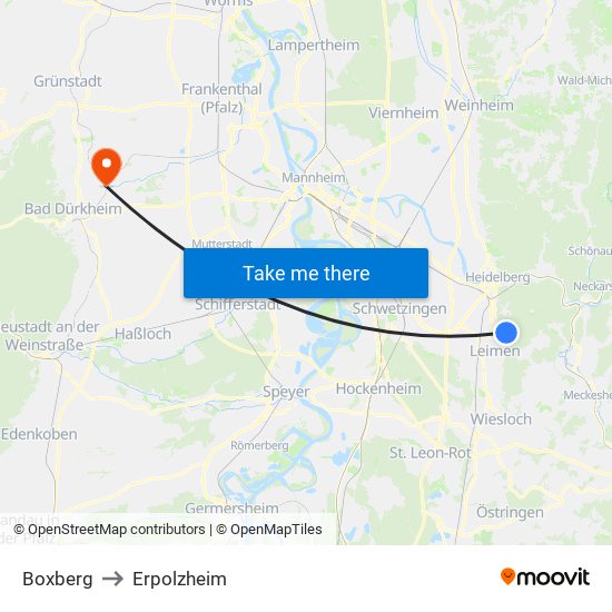 Boxberg to Erpolzheim map
