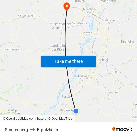 Staufenberg to Erpolzheim map