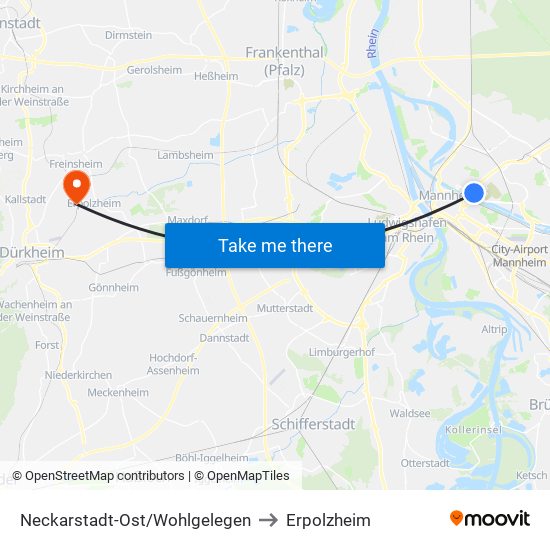 Neckarstadt-Ost/Wohlgelegen to Erpolzheim map