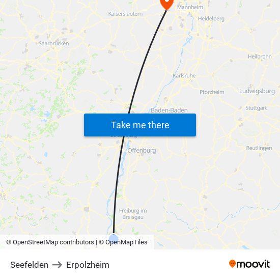 Seefelden to Erpolzheim map