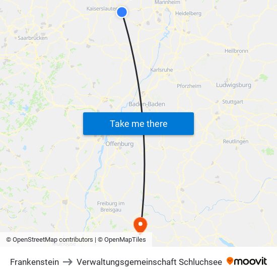 Frankenstein to Verwaltungsgemeinschaft Schluchsee map