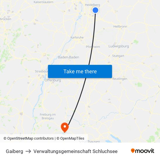 Gaiberg to Verwaltungsgemeinschaft Schluchsee map