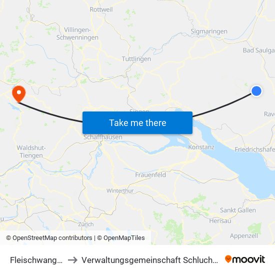 Fleischwangen to Verwaltungsgemeinschaft Schluchsee map