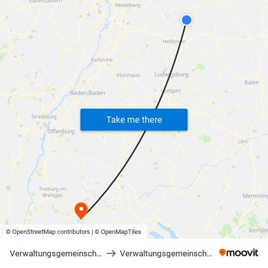 Verwaltungsgemeinschaft Möckmühl to Verwaltungsgemeinschaft Schluchsee map