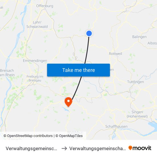 Verwaltungsgemeinschaft Schiltach to Verwaltungsgemeinschaft Schluchsee map