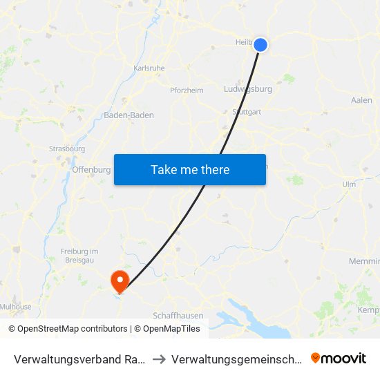 Verwaltungsverband Raum Weinsberg to Verwaltungsgemeinschaft Schluchsee map