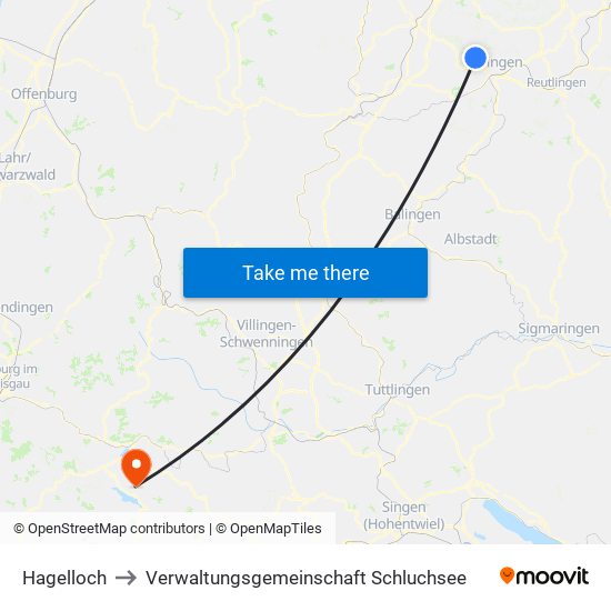 Hagelloch to Verwaltungsgemeinschaft Schluchsee map