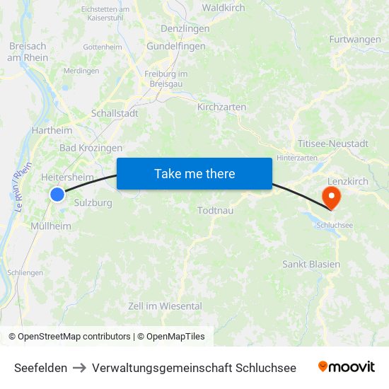 Seefelden to Verwaltungsgemeinschaft Schluchsee map