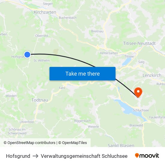 Hofsgrund to Verwaltungsgemeinschaft Schluchsee map