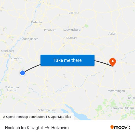 Haslach Im Kinzigtal to Holzheim map