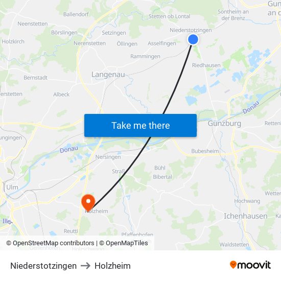 Niederstotzingen to Holzheim map