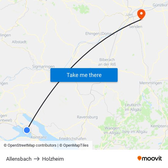 Allensbach to Holzheim map