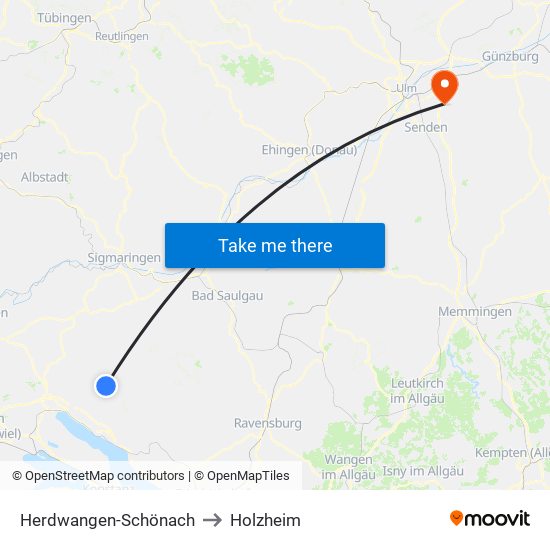 Herdwangen-Schönach to Holzheim map