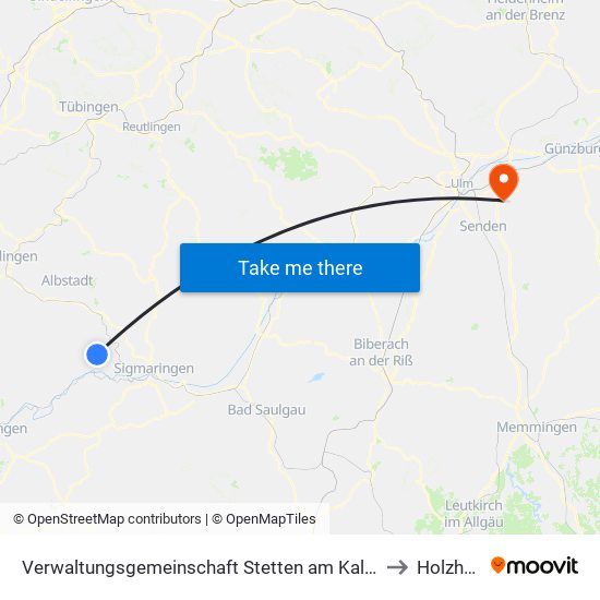 Verwaltungsgemeinschaft Stetten am Kalten Markt to Holzheim map