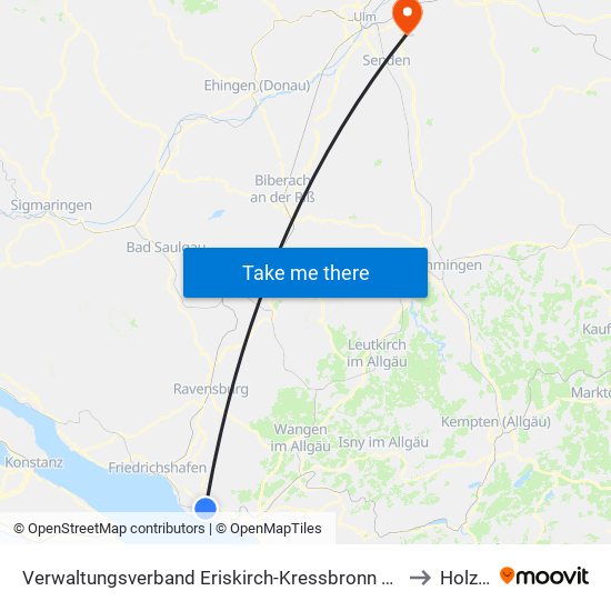 Verwaltungsverband Eriskirch-Kressbronn am Bodensee-Langenargen to Holzheim map